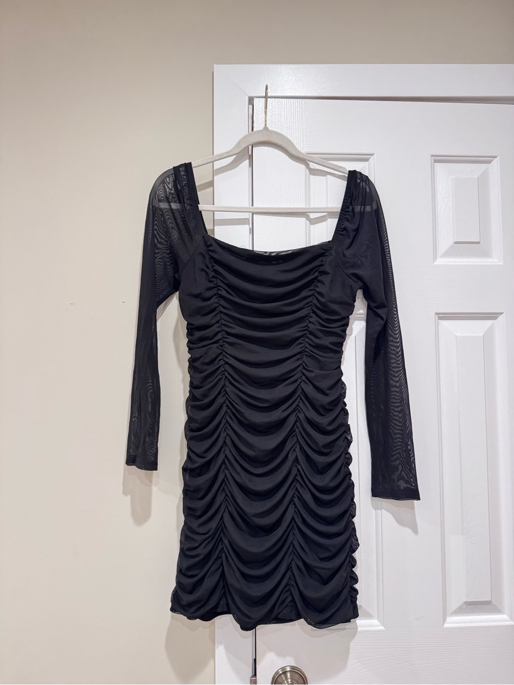 Leith Black Ruched Bodycon Dress Size L
